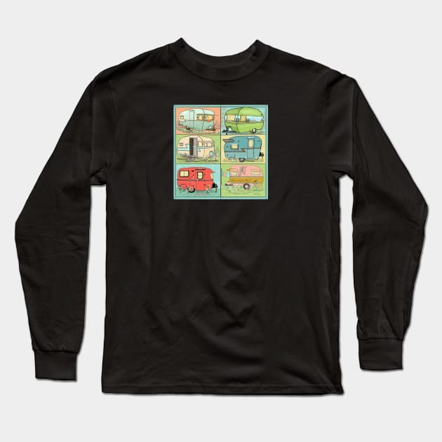 Camping Glamping in Vintage Trailers! Long Sleeve T-Shirt by Salzanos